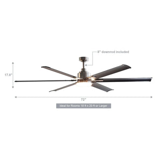72" Bankston Modern DC Motor Downrod Mount Reversible Ceiling Fan with Lighting and Remote Control - Vaczon