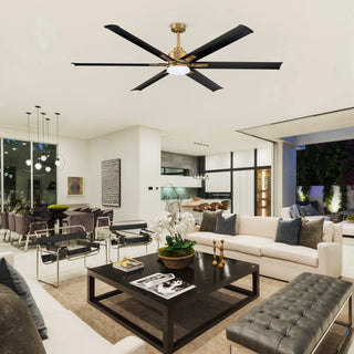 72" Bankston Modern DC Motor Downrod Mount Reversible Ceiling Fan with Lighting and Remote Control - Vaczon