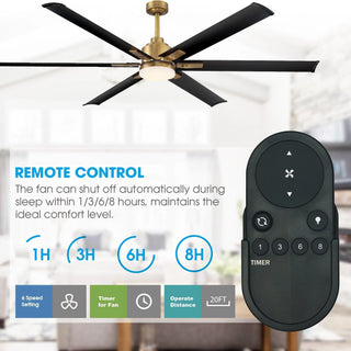 72" Bankston Modern DC Motor Downrod Mount Reversible Ceiling Fan with Lighting and Remote Control - Vaczon