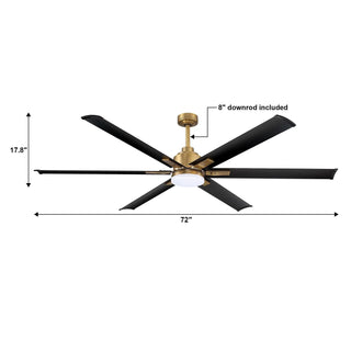 72" Bankston Modern DC Motor Downrod Mount Reversible Ceiling Fan with Lighting and Remote Control - Vaczon