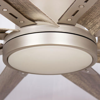 72" Bankston Modern Satin Nickel DC Motor Downrod Mount Ceiling Fan with LED Lighting and Remote Control - ParrotUncle