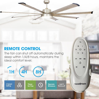 72" Bankston Modern Satin Nickel DC Motor Downrod Mount Ceiling Fan with LED Lighting and Remote Control - ParrotUncle