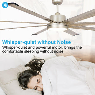 72" Bankston Modern Satin Nickel DC Motor Downrod Mount Ceiling Fan with LED Lighting and Remote Control - ParrotUncle