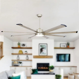 72" Bankston Modern Satin Nickel DC Motor Downrod Mount Ceiling Fan with LED Lighting and Remote Control - Vaczon
