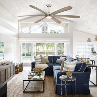 72" Jaydn Modern Satin Nickel DC Motor Downrod Mount Reversible Ceiling Fan with Lighting and Remote Control - ParrotUncle