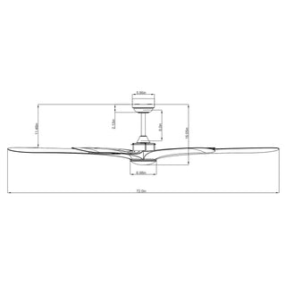 72" Jaydn Farmhouse Satin Nickel DC Motor Downrod Mount Reversible Ceiling Fan with Lighting and Remote Control - Vaczon