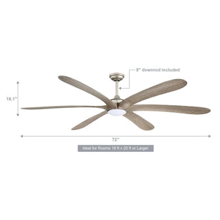 72" Jaydn Farmhouse Satin Nickel DC Motor Downrod Mount Reversible Ceiling Fan with Lighting and Remote Control - Vaczon