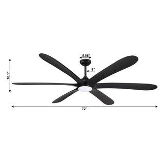 72" Jaydn Farmhouse Satin Nickel DC Motor Downrod Mount Reversible Ceiling Fan with Lighting and Remote Control - Vaczon