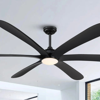 72" Jaydn Farmhouse Satin Nickel DC Motor Downrod Mount Reversible Ceiling Fan with Lighting and Remote Control - Vaczon