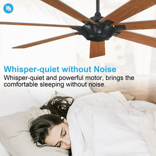 72" Farmhouse DC Motor Brushed Nickel Downrod Mount Reversible Ceiling Fan with Remote Control - Vaczon