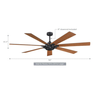72" Farmhouse DC Motor Brushed Nickel Downrod Mount Reversible Ceiling Fan with Remote Control - Vaczon