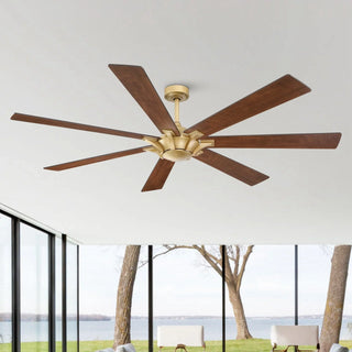 72" Farmhouse DC Motor Brushed Nickel Downrod Mount Reversible Ceiling Fan with Remote Control - Vaczon