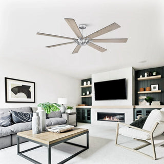 72" Farmhouse DC Motor Brushed Nickel Downrod Mount Reversible Ceiling Fan with Remote Control - Vaczon
