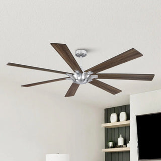 72" Farmhouse DC Motor Brushed Nickel Downrod Mount Reversible Ceiling Fan with Remote Control - Vaczon