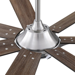 72" Farmhouse DC Motor Brushed Nickel Downrod Mount Reversible Ceiling Fan with Remote Control - Vaczon