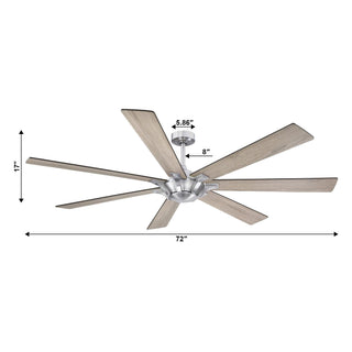 72" Farmhouse DC Motor Brushed Nickel Downrod Mount Reversible Ceiling Fan with Remote Control - Vaczon