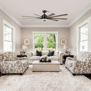 Vaczon 72"  Aries Black Downrod Mount LED Windmill Ceiling Fan with Remote Control