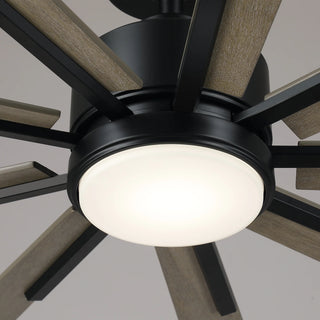 Vaczon 72"  Aries Black Downrod Mount LED Windmill Ceiling Fan with Remote Control