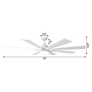 Vaczon 72" Elbe Modern Downrod Mount Ceiling Fan with Light and Remote Control
