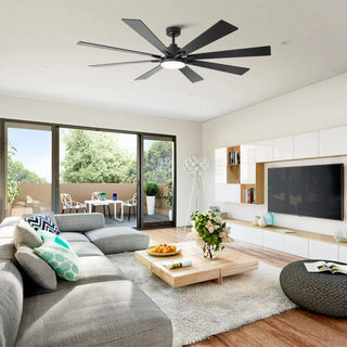 Vaczon 72" Elbe Modern Downrod Mount Ceiling Fan with Light and Remote Control