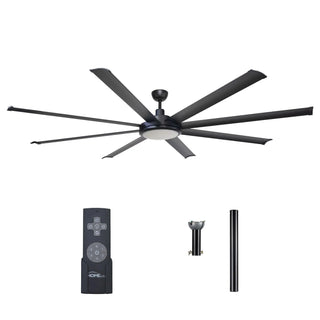 75" Industrial DC Motor Downrod Mount Reversible Ceiling Fan with Lighting and Remote Control - Vaczon