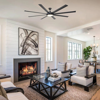 75" Industrial DC Motor Downrod Mount Reversible Ceiling Fan with Lighting and Remote Control - Vaczon