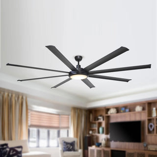 75" Industrial DC Motor Downrod Mount Reversible Ceiling Fan with Lighting and Remote Control - Vaczon