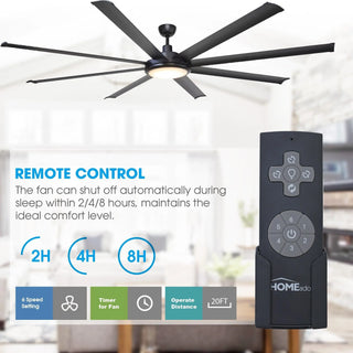 75" Industrial DC Motor Downrod Mount Reversible Ceiling Fan with Lighting and Remote Control - Vaczon