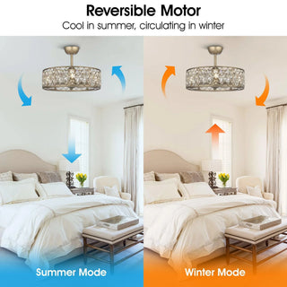25" Modern Downrod Mount Crystal Fandelier with Lighting and Remote Control - Vaczon