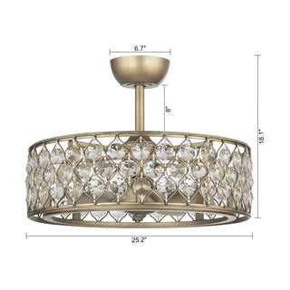 25" Modern Downrod Mount Crystal Fandelier with Lighting and Remote Control - Vaczon