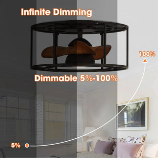 20" Kanpur Industrial Flush Mount Reversible Ceiling Fan with LED Lighting and Remote Control