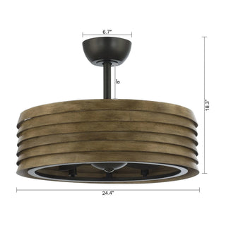 24" Farmhouse DC Motor Downrod Mount Reversible Fandelier Ceiling Fan with Lighting and Remote Control - Vaczon