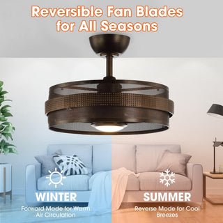 21" Nilgiri Industrial DC Motor Downrod Mount Reversible Ceiling Fan with LED Lighting and Remote Control - Vaczon