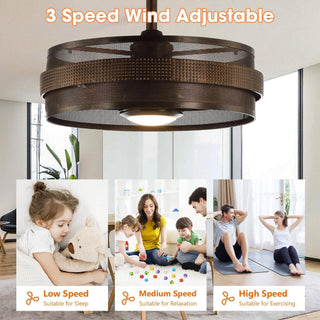 21" Nilgiri Industrial DC Motor Downrod Mount Reversible Ceiling Fan with LED Lighting and Remote Control - Vaczon