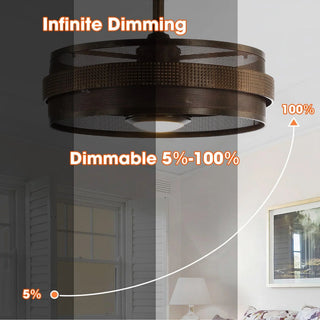 21" Nilgiri Industrial DC Motor Downrod Mount Reversible Ceiling Fan with LED Lighting and Remote Control - Vaczon