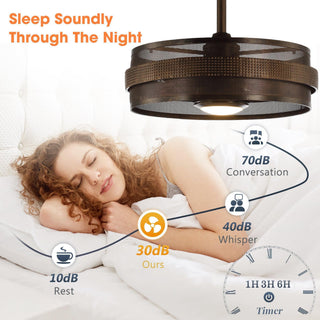 21" Nilgiri Industrial DC Motor Downrod Mount Reversible Ceiling Fan with LED Lighting and Remote Control - Vaczon