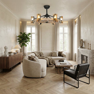 34" Bucholz Farmhouse DC Motor Downrod Mount Reversible Ceiling Fan with Lighting and Remote Control - Vaczon