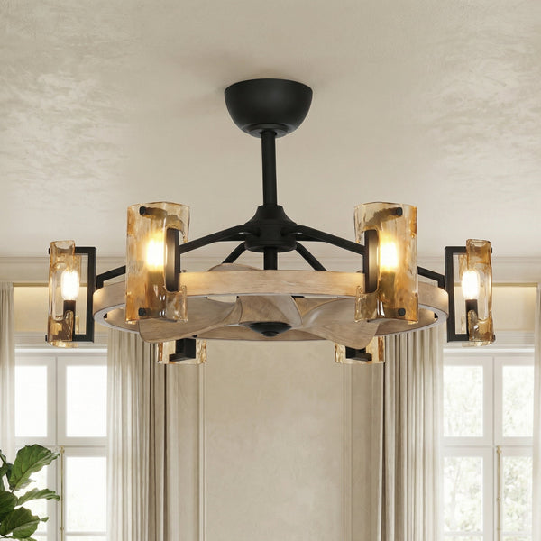 34" Bucholz Farmhouse DC Motor Downrod Mount Reversible Ceiling Fan with Lighting and Remote Control - Vaczon