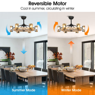 34" Bucholz Farmhouse DC Motor Downrod Mount Reversible Ceiling Fan with Lighting and Remote Control - Vaczon