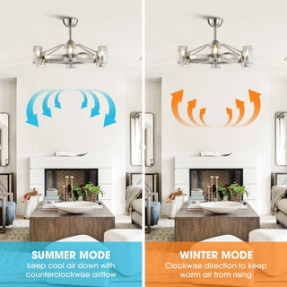 34" Bucholz Modern DC Motor Brushed Nickel Downrod Mount Reversible Ceiling Fan with LED Lighting and Remote Control - Vaczon