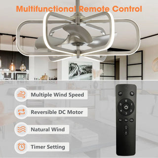 30" Theron Modern DC Motor Downrod Mount Reversible Ceiling Fan with LED Lighting and Remote Control - Vaczon