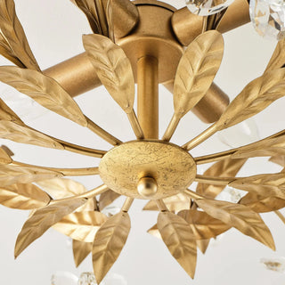 24" Quintion Golden Crystal Ornament Semi-Flush Mount Ceiling Light