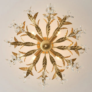 24" Quintion Golden Crystal Ornament Semi-Flush Mount Ceiling Light