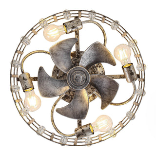 18 Inch Retro Silver Crystal Flush Mount Ceiling Fan with APP Remote Control and Lighting - Vaczon
