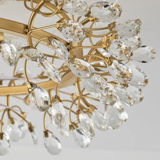 23" Clara Golden Crystal Flush Mount Ceiling Fan with Light and Remote - Vaczon