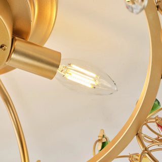23" Clara Golden Crystal Flush Mount Ceiling Fan with Light and Remote - Vaczon