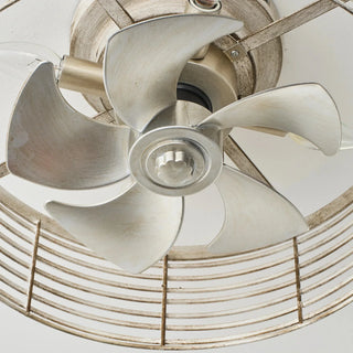 18" Ralap Distressed White Flush Mount Ceiling Fan with Light