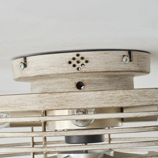 18" Ralap Distressed White Flush Mount Ceiling Fan with Light