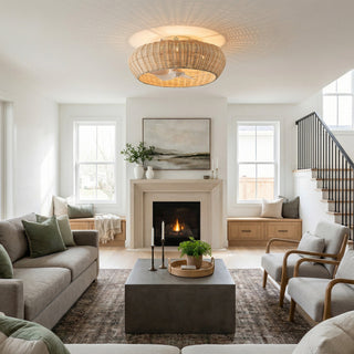 20" Ronald Bohemian Flush Mount Ceiling Fan with Light - Vaczon