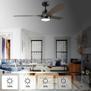 52 Inch Industrial Downrod Mount LED Ceiling Fan with Remote Control